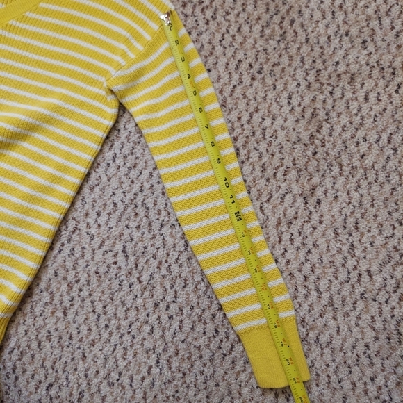 Womens Gap Size S Vneck Sweater Striped Yellow Cotton Knit Top Nautical  Bright - Picture 7 of 9